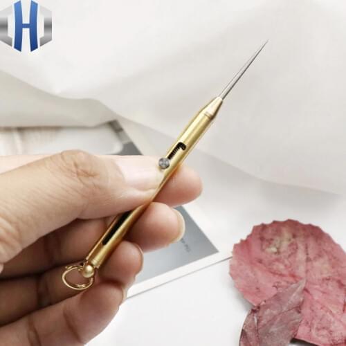 Titanium Alloy Retractable Toothpick Brass Handle Portable Multi-function Self-defense Toothpick