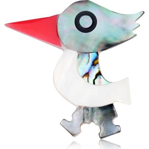 Top Quality Natural Shell Bird Brooch Pin for Gir Women Fashion Cute Animal Corsage Jewelry Clothing Accessories Gift AL560