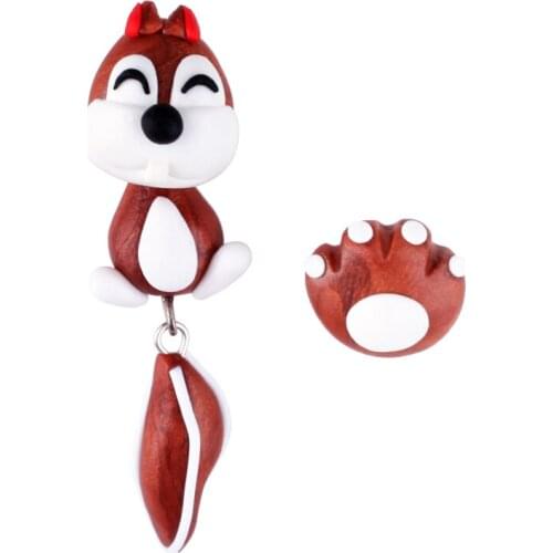 TTPAIAI 30 New Design Handmade Polymer Clay Cute Squirrel Earrings For Women Girls Fashion Cartoon 3D Animal Earrings Best Gift