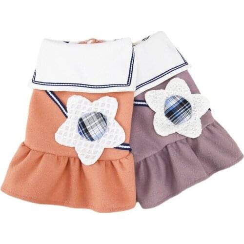 Winter Dog Clothes Pets Warm Flower Dress Clothes for Small Medium Dogs Costumes Skirt Pet Jacket Puppy Coat Chihuahua Yorkies