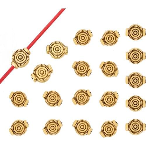 60 x Antique Gold Flat Spiral Swirl Round Spacer Beads Doble Sided for DIY Bracelet Jewelry Making Accessories 10x8mm
