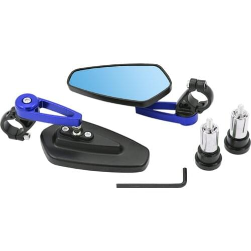 1pair 22mm Bar End Side Replacement Motorcycle Rearview Mirror Motorbike Universal 360 Degree Rotate Scooter Aluminium Alloy