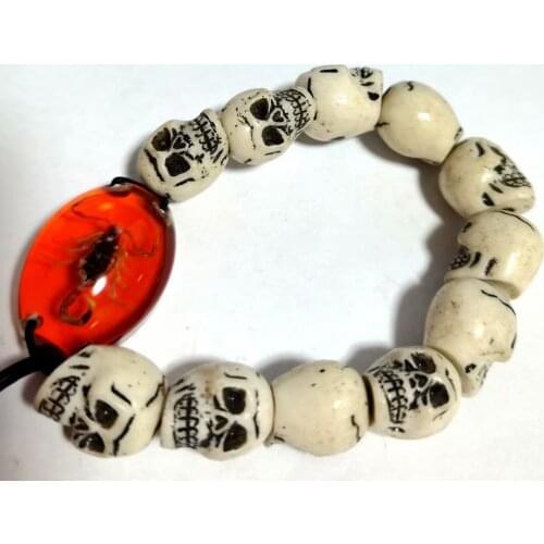 10 pcs mixed demon skull totem real scorpion king punk bracelet