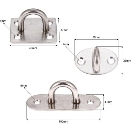 10Pcs Stainless Steel Ceiling Hook Mount Base Ceiling Fans/Sandbag/Hammock/Chandelier Light Fixed Hooks 39x26mm 46x36mm 100x33mm