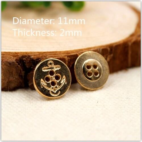15061847,10Pcs , Dia 11mm gold metal buttons, clothing accessories, handmade DIY materials
