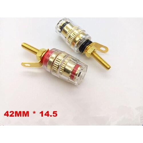 2Pcs 4mm Copper Banana Plug 42mm Crystal Binding Post socket connector for Audio Speaker Amplifier Terminals Connector 520