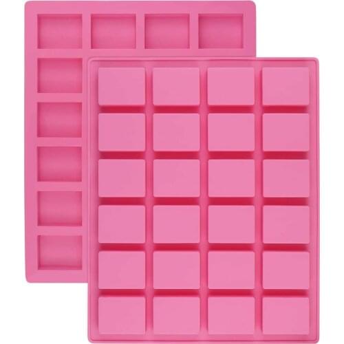 2Pcs Soap Silicone Mold 24 Cavities Cylinder Mold Handmade Soap Mold Rectangle for Soap Baking Cake Pudding Chocolate Jelly