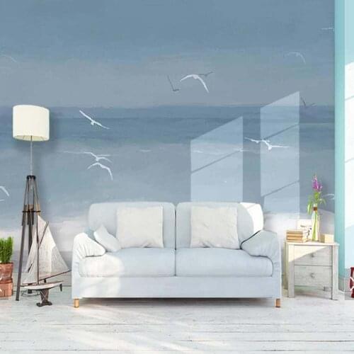 3D Mural Sea Mew Sea Gull Quet Hand Painting Wallpaper for Living Room Bedroom Wall Decorative Large Size Murals Custom Size