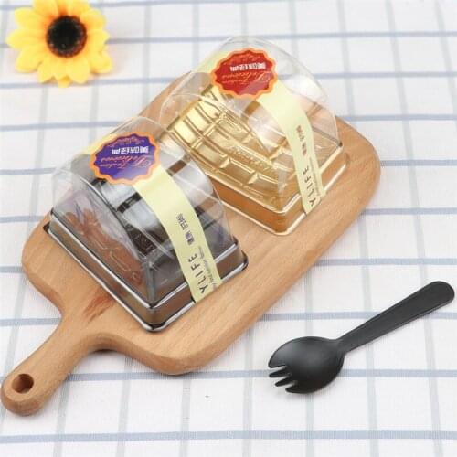 50pcs Semicircle creative transparent disposable cake box basking package dessert food takeaway packaging cups with lid