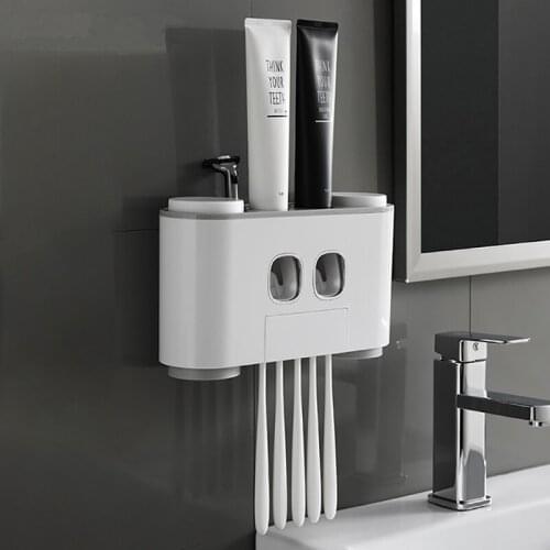Bathroom Automatic Toothpaste Dispenser Toothpaste Squeezer Wall Paste Mounted Toothbrush Storage Holder
