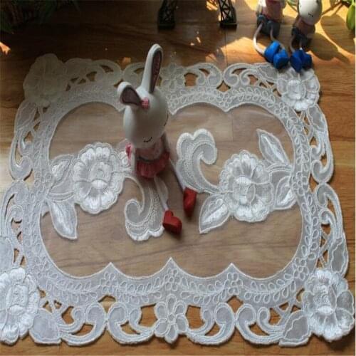 Free Shipping By Random Embroidery luxurious 30x40cm Tablecloth Cup Mat Cover Place Wedding Party Chirstmas Gift Rectangle