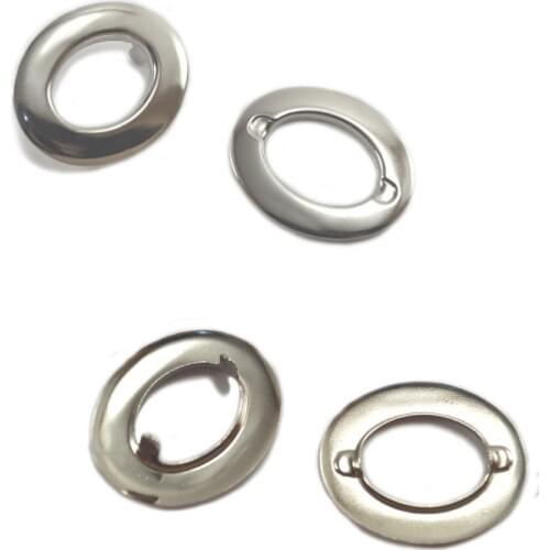 Large 7/8 Inch Oval Eyelets, Nickel Finish, 100PCS