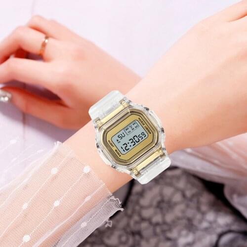Women Men Gold Casual Transparent Digital Sport Watches Fashion Watch Lovers Gift Clock Children Wristwatch Female Reloj mujer