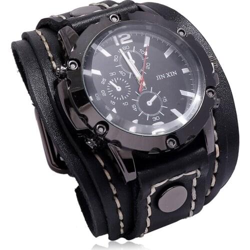 Watch For Men Luxury Wristwatch Quartz Retro Leather Watch Fashion Brown Cool Punk Style Mens Watches Bracelet Relogio Masculino