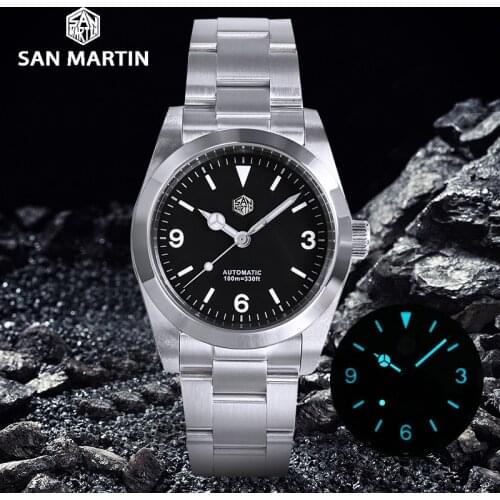 San Martin 36mm Explore Series Vintage Men Sport Watch Luxury Sapphire PT5000 SW200 Automatic Mechanical 10Bar BGW-9 SN021-G