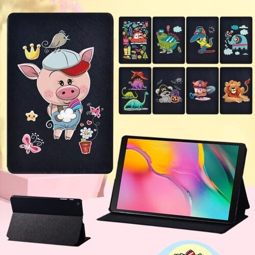 Tablet Case for Samsung Galaxy Tab S7 11"/Tab S4 Tab S5e Tab S6 10.5" Shockproof Cartoon Pattern Leather Stand Cover Case + Pen