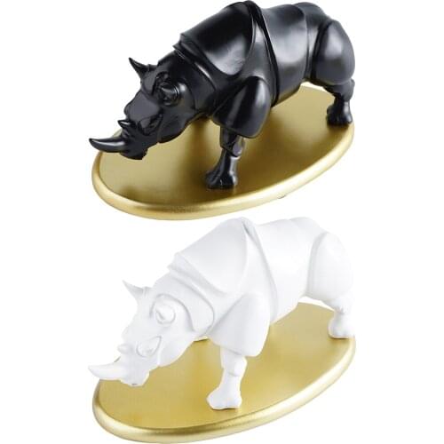 Rhino Shaped Sculpture Ornament, Nordic Style Ornament Crafts Stand, for Home Office Desktop Table Study Store Decoration
