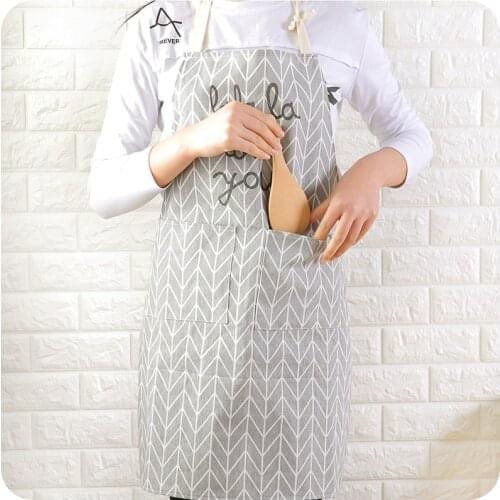 Geometric cotton and linen apron kitchen cleaning adjustable sleeveless Cooking Work Aprons