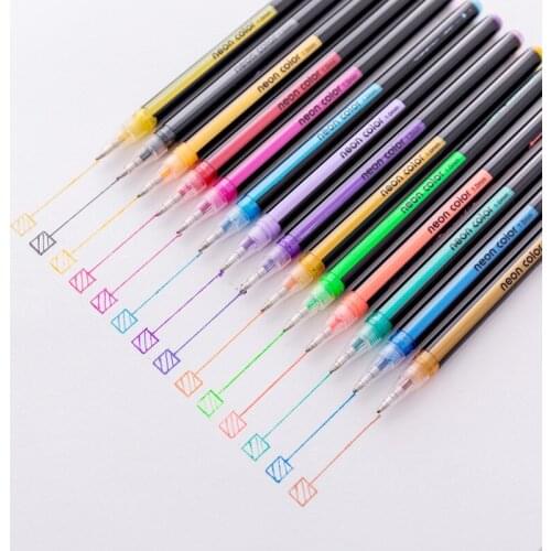 12Color Fluorescent Glitter Highlighter Pens 1.0mm Ballpoint Art Marker Calligraphy Liner Painting Drawing School Supplies H6897