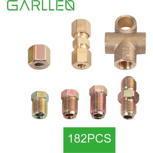 GARLLEN 182 pcs Brake Pipe Connectors Male Female In-line 3 Way 10mm*1mm Metric For Classic or Modern Car Repairing