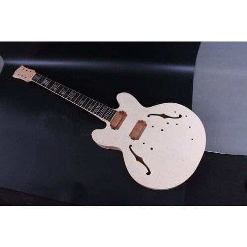 DIY 1 set Unfinished Guitar Neck And Body 335 Style Electric Guitar Kit
