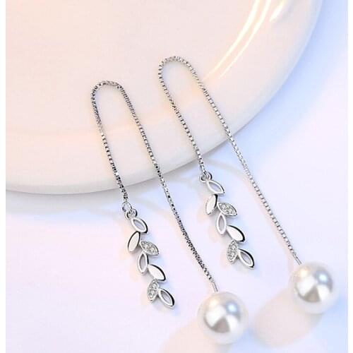 Creative Leaf Pearl Earrings Long Tassel Earrings for Women Gift for Your Best Friend