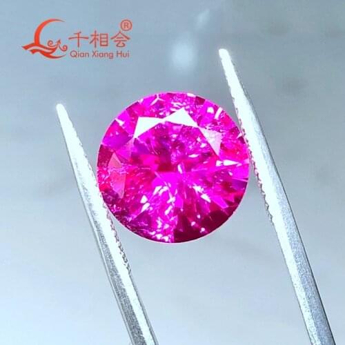 Round shape diamond cut Artificial pink ruby 3# including minor cracks and inclusions corundum loose gem stone