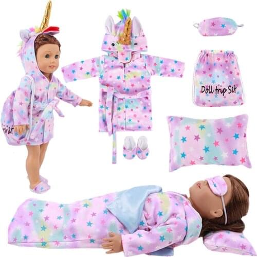 Doll Pajamas 5Pcs/Set Cute Pet Plush Sleep Accessories 8Types Fit 18Inch American&43 Cm Born Baby Clothes Kids DIY Toy No Doll