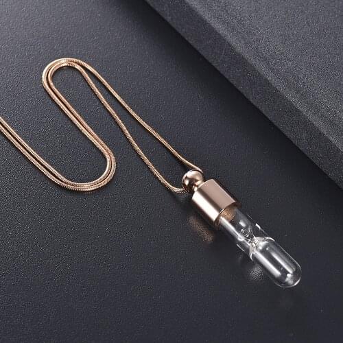 LKJ10270 Timeless Glass Locket to Hold Human/ Animal Ashes Keepsake Jewelry Hourglass Cremation Urn Necklace for Men Women