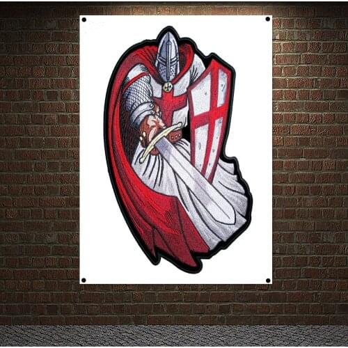 Masonic Flag Knight Templar Order Posters Vintage Print Painting Medieval Warrior Armor Banner Polyester Hanging Cloth Sticker 7