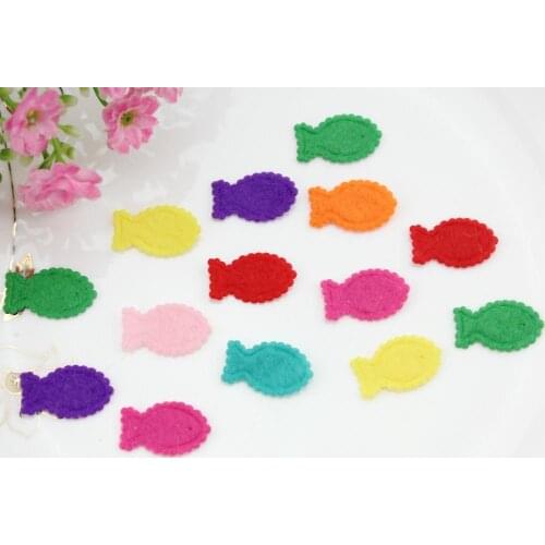 Set of 1000pcs rainbow color felt pack die cuts fish shape applique multiple colors wholesale free shipping 23x14mm by0129