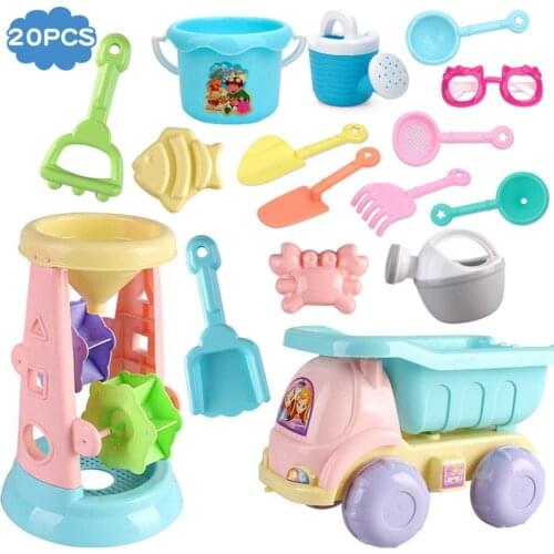 Summer beach toys for children SandBox Set Kit Sea Sand bucket Rake Hourglass Water Table play fun Shovel soft Silicone mold
