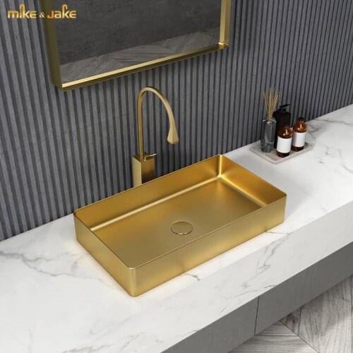 Stainless steel table basin sink gold brush light luxury stainless steel wash basin gunmetal bathroom basin sink