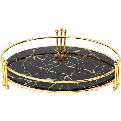 Nordic Marble Tray Bathroom Supplies Cosmetic Storage Box Storage Tray Living Room Coffee Table Tea Tray Home Storage Decoration