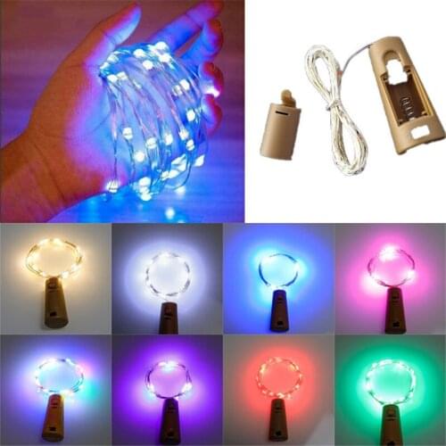 New Year 2022 Fairy Lights Garland 5pcs 1m 2m Wine Bottle Stopper LED Copper Wire Lights String Christmas Decoration for Home