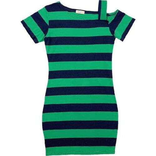 New Fashion Women Summer Dresses Female Slim Elegant Striped Cotton Dress Sexy Sloping Shoulder Strapless Bag Hip vestir OK880