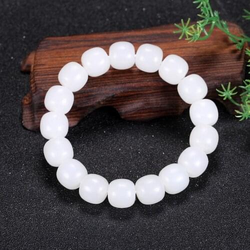 New Design Hetian Jade Old Pearl Lanolin White Jade Single Ring Bracelet Gold Silk Jade Apple Bead Bracelet Party