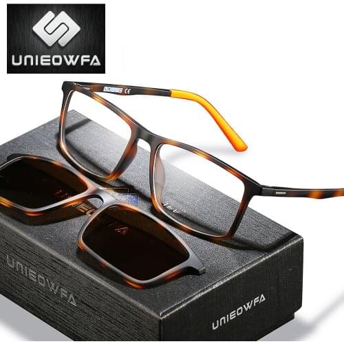 ULTEM Leopard Prescription Glasses Men Bifocal Progressive Eyeglasses Optical Myopia Polarized Magnet Clip on Sunglasses Male