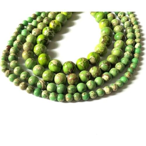 Wholesale Green Imperial Jasepe r beads Sediment Stone Beads 6MM 8MM 10MM 12MM Round Gem Stone Loose Beads for jewelry 15.5"