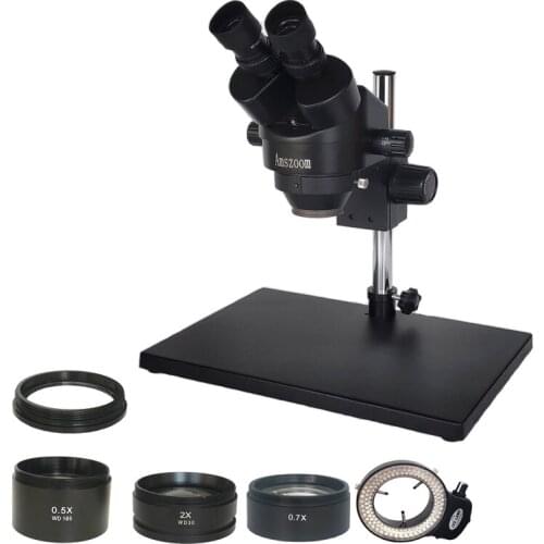 Ship From Poland 7X-45X Black Industrial Binocular Stereo Microscope Boom Table Led Lights Microscopio Jewelry PCB Repair Kit