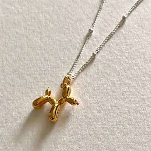 Poodle Balloon Dog Animal Charm Necklace Balloon Puppy Dog Pendant Necklace for Women Girls Necklace Gift Jewelry