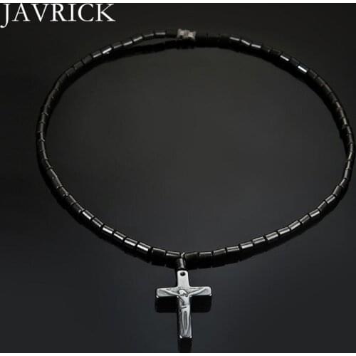 Black Hematite Magnetic Therapy Cross Pendant Necklace Neck Pain Relief Jewelry Women Men Unisex Jewelry Neck Gift
