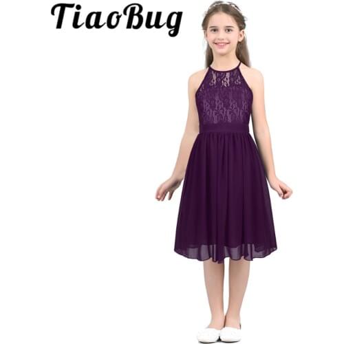 Tiaobug Embroidery Flower Girls Dress 2020 Girls Wedding Party Floral Lace Dress Ball Gowns Princess Pageant Party Tulle Dress