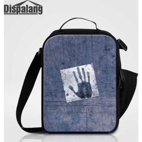 Dispalang Portable Insulated Kids Lunch Bag Handprints Thermal Food Picnic Food Bags for Women Men Cooler Lunch Box Bag Tote