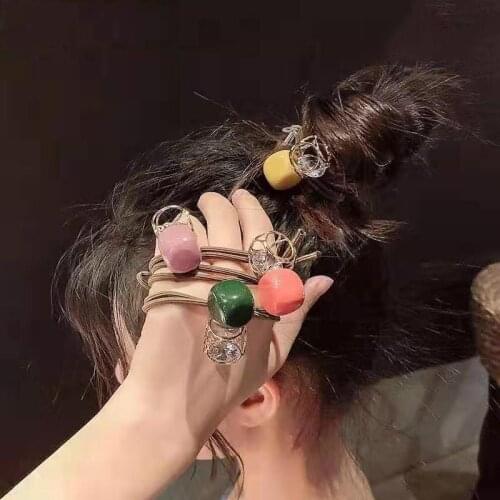 Korean Girl Hollow Simple Geometric Hair Ring Female Cute Rubber Band Hair Rope Headdress Head Rope Hair Accessories Headwear