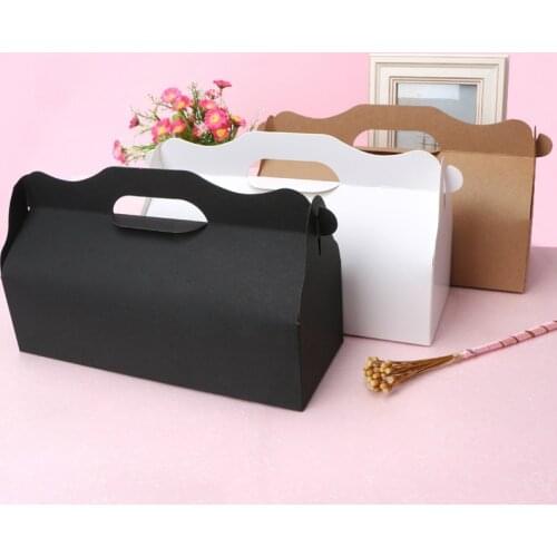 Roll Cake Box With Tray With Handle Gift Kraft Paper Box Packaging Home Baking Gift Boxes Wedding Party Favors Birthday