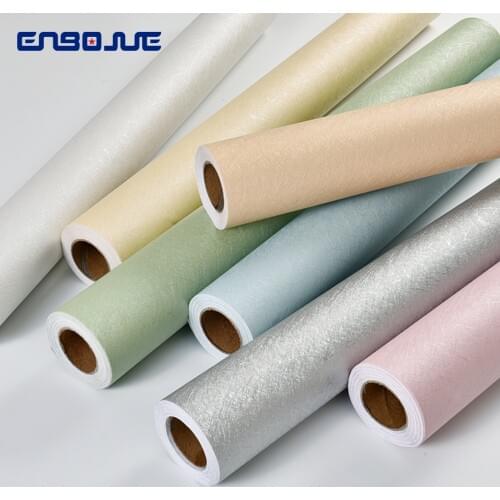 0.4x3M Silk Wallpaper Self-adhesive Kid Room Decorative Film Bedroom Living Room Solid Color Waterproof Background Wall Stickers