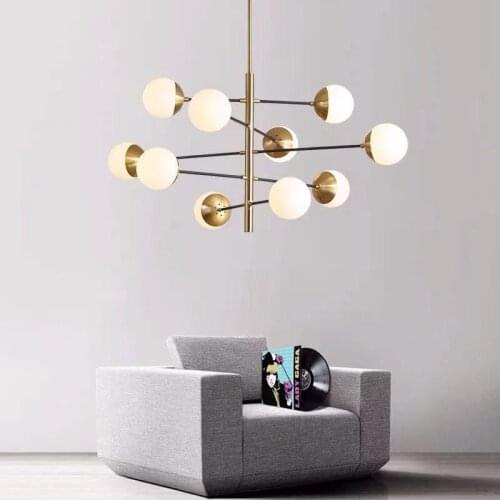 Nordic Magic Bean Glass Living Room Chandelier Personality Creative Restaurant Postmodern Simple Bedroom Molecular Lamp