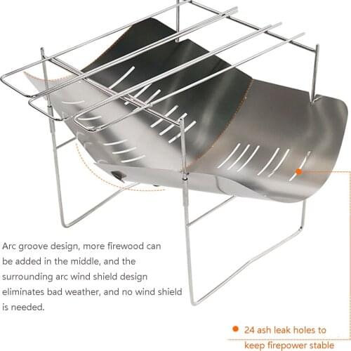 Mini Stainless Steel Barbecue Camping Stove Cooking Rack Foldable Charcoal BBQ Grill Holder Set Portable Outdoor Picnic Gear