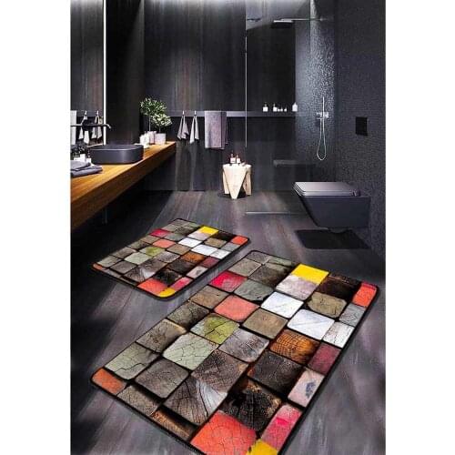 OceanLand Modern Washable 2-Set Bathroom Carpet Doormat Home Modern Elegance Vivid Color Quality Mat Easy to Clean